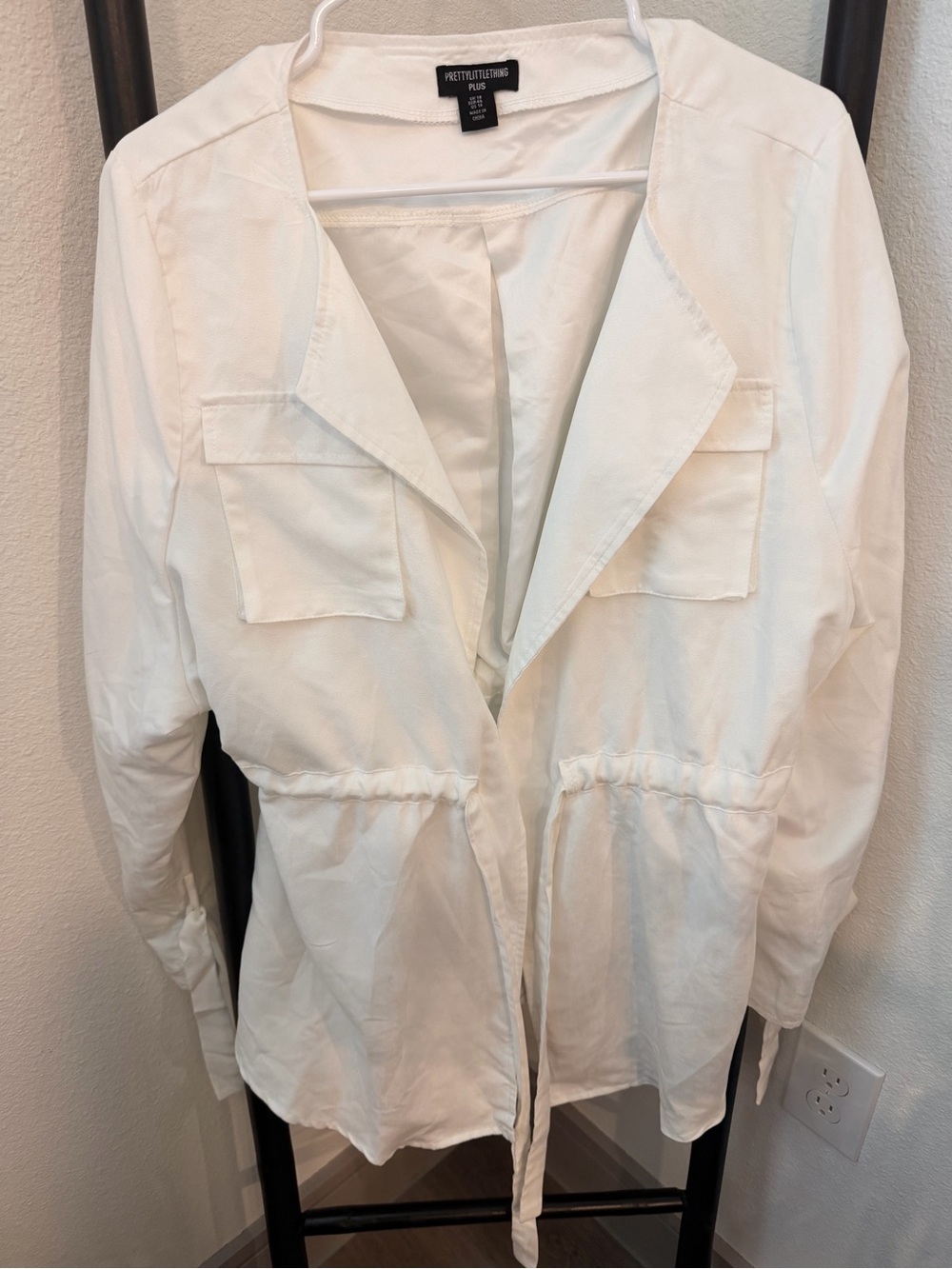 PrettyLittleThing White Utility Drawstring Shirt